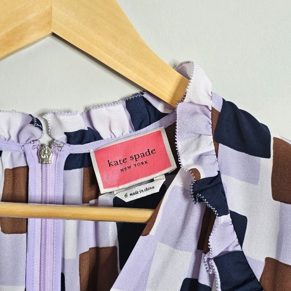 Kate Spade Lilac Geo Squares Mini Dress, Size 6